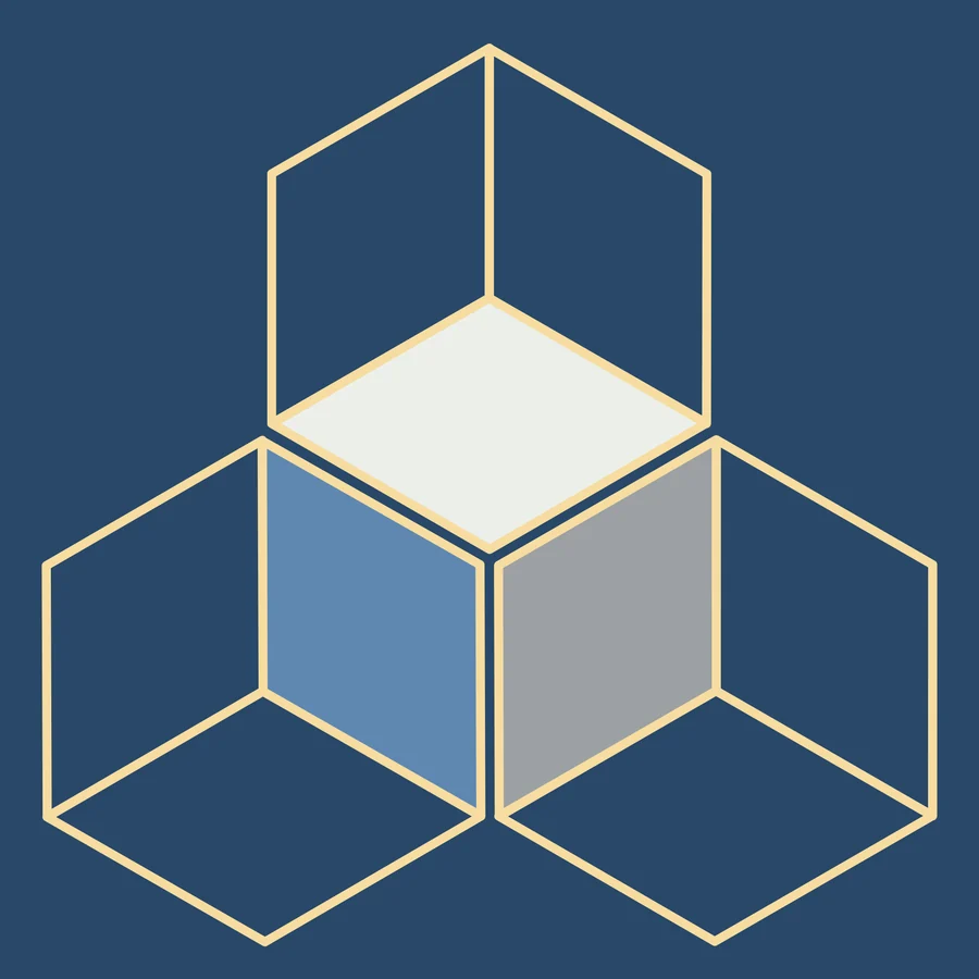 uipi.ai cube mark, gold on navy.
